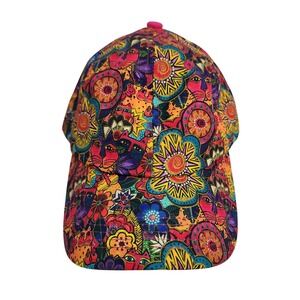 Laurel Burch Hat Cat Floral Pink Multicolor